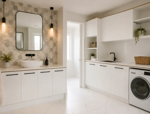 Custom bathroom vanities and laundry cabinetry made to measure for practical storage